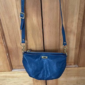 J Crew Navy Leather Crossbody Bag